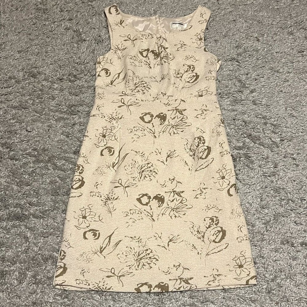 Moulinette Soeurs 'Windowpane' Ivory Gold Wool Blend Open Back Mini Dress sz 6